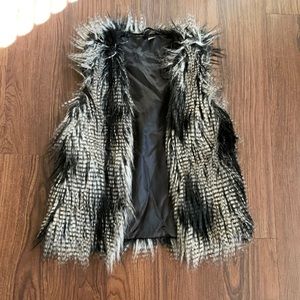 H&M Fall Black and Grey Furry Vest